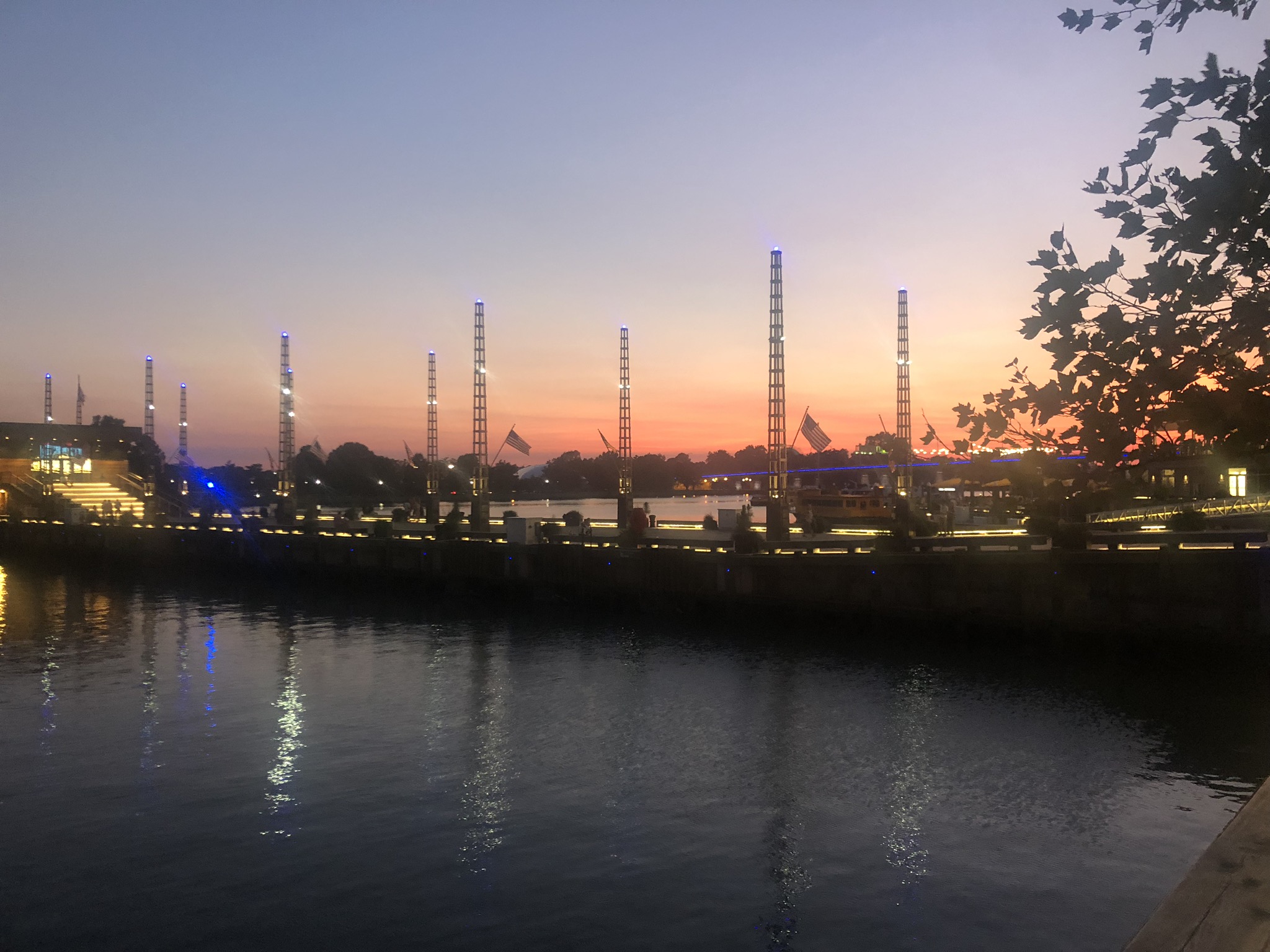 district pier, wharf, sunset